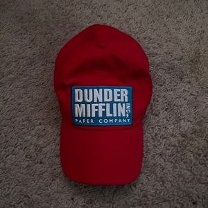 Red funko Dunder Mifflin paper company hat